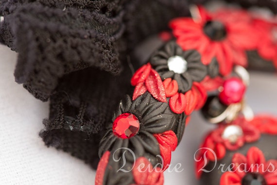 Reserved for Monica Black Velvet Choker - Polymer Clay Flowers Sugar Skull Pendant - Day of the Dead Dia de los Muertos - Halloween Jewelry