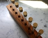 Red Elm spice rack with test tubes and cork stoppers eco friendly