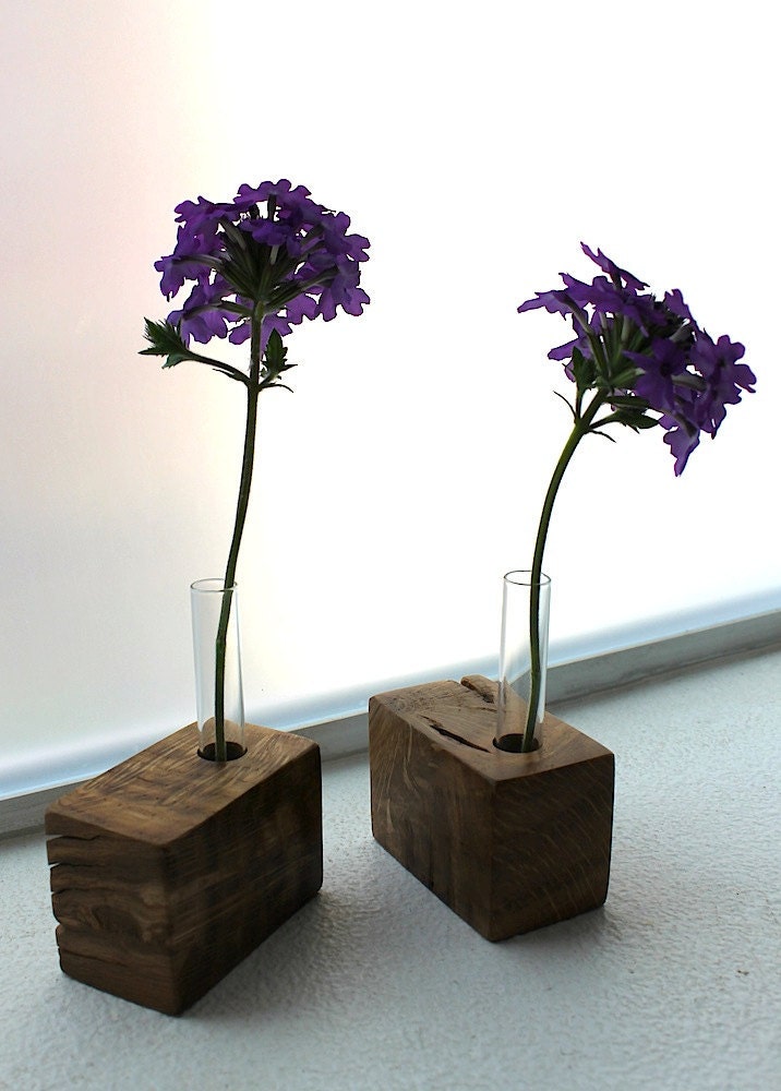 Flower vases - Locally Salvaged Garry Oak Bud Vases (pair) - Eco Friendly