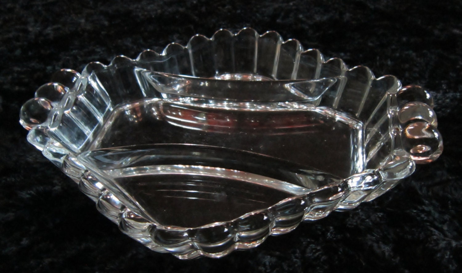 Clear Heavy Glass Relish Dish Vintage Gorgeous