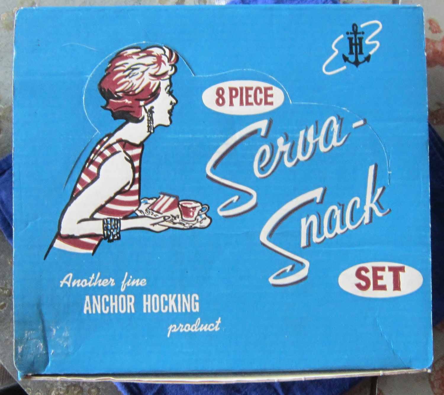 Anchor Hocking Vintage 8 piece Serva - Snack Set, Original Packaging