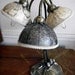 The Gaia Lamp--Brass Lillypad vase with French Globes as Shades
