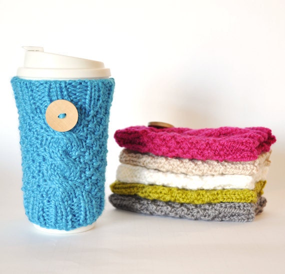 Knitted Cable Travel Mug Cozy