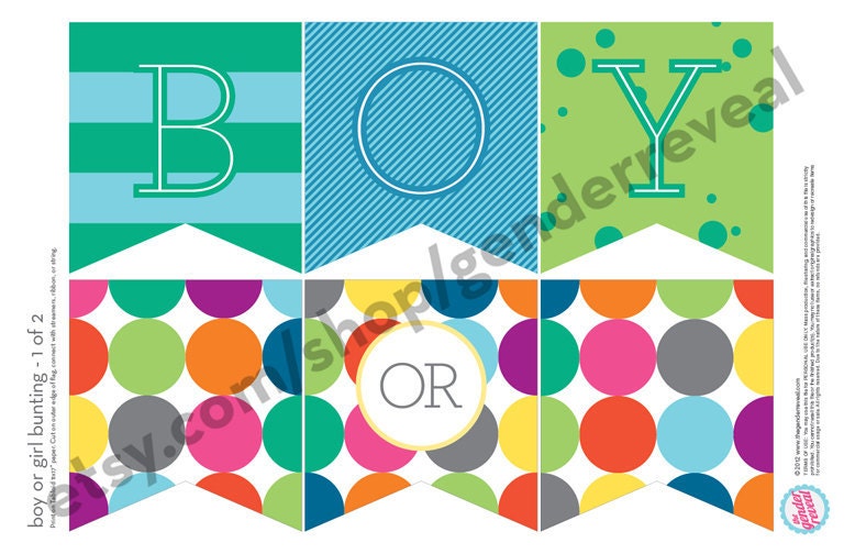Boy or Girl (Stripes) Gender Reveal Party Printable Digital Decor Package