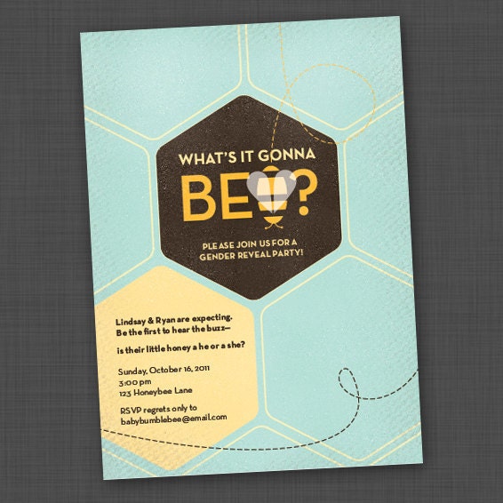 Whats It Gonna Bee Gender Reveal Party Printable Digital Invitation