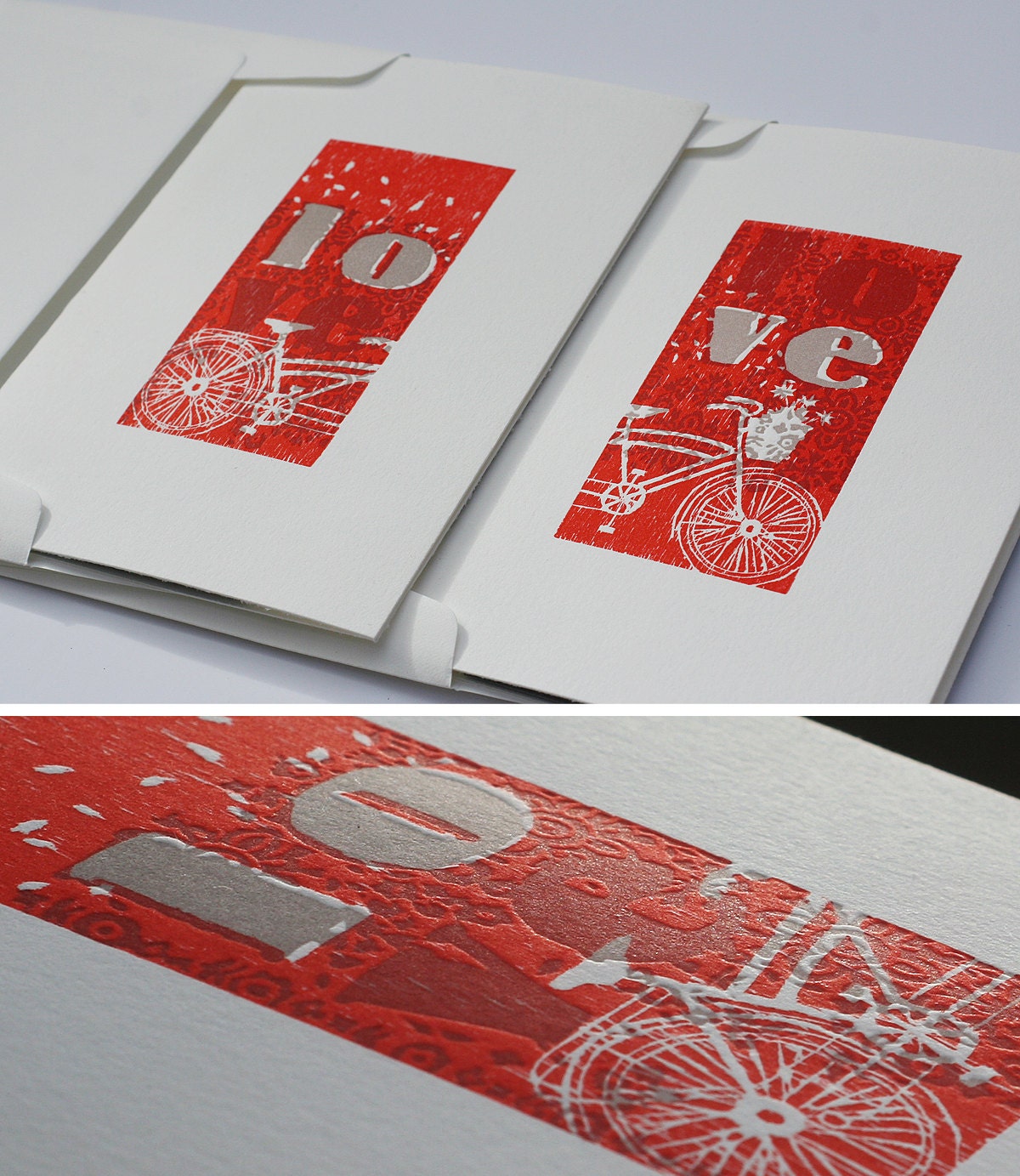 Tandem Bike Letterpress Card/Matted Art set from Card to Art