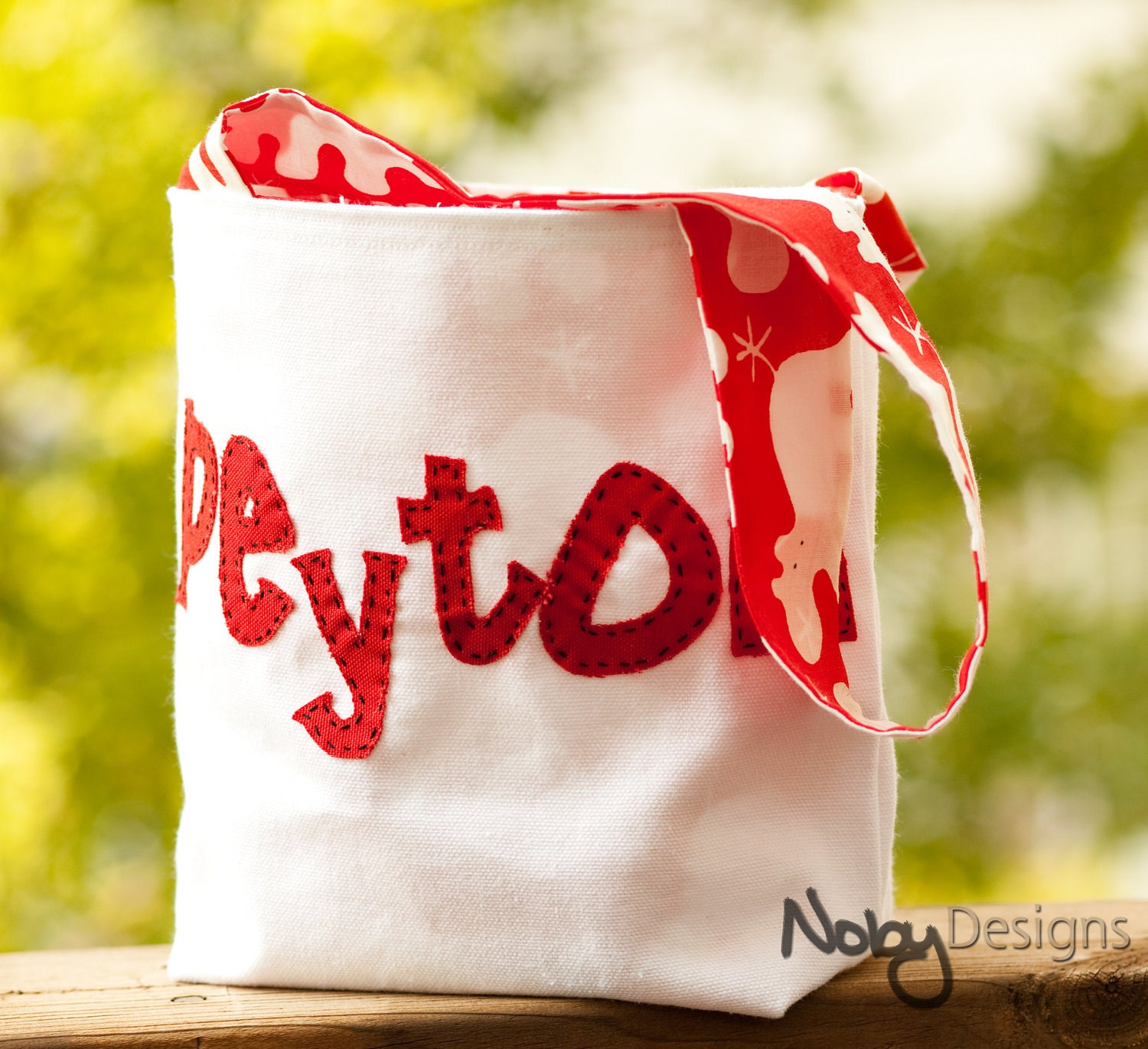 Custom Appliqued Children's Tote - Peyton - Library tote, book bag