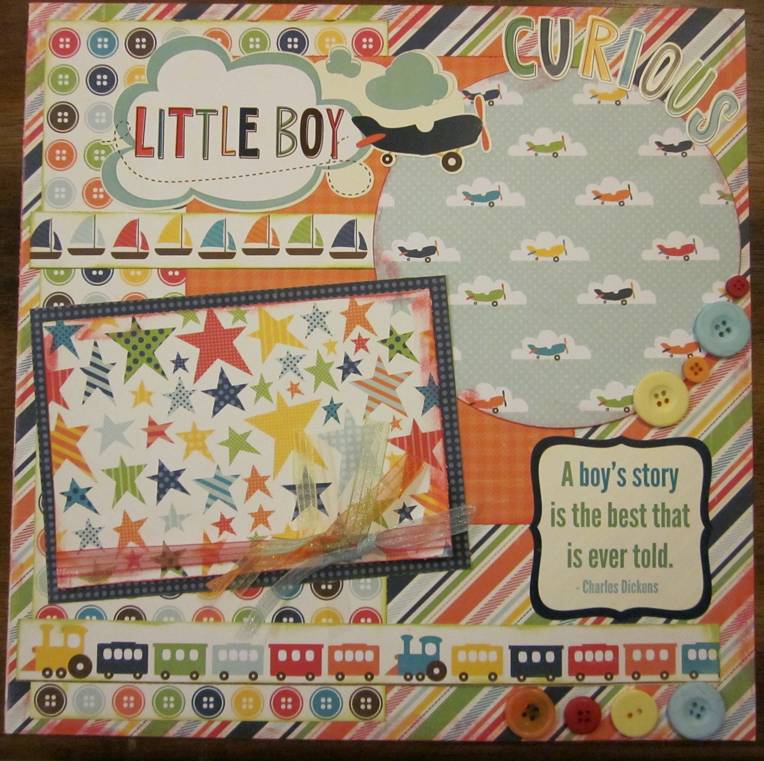 Two 12x12 Little Boy Custom Scrapbook Pages
