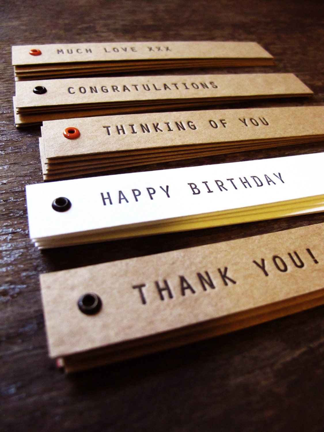 Handmade letterpress tags - 5 pack