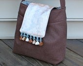 The Reversible French 'Andrea' Diaper Bag- Brown and Blue