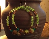 Bamboo Green and Brown Beaded Earrings: "Fertile Earth"