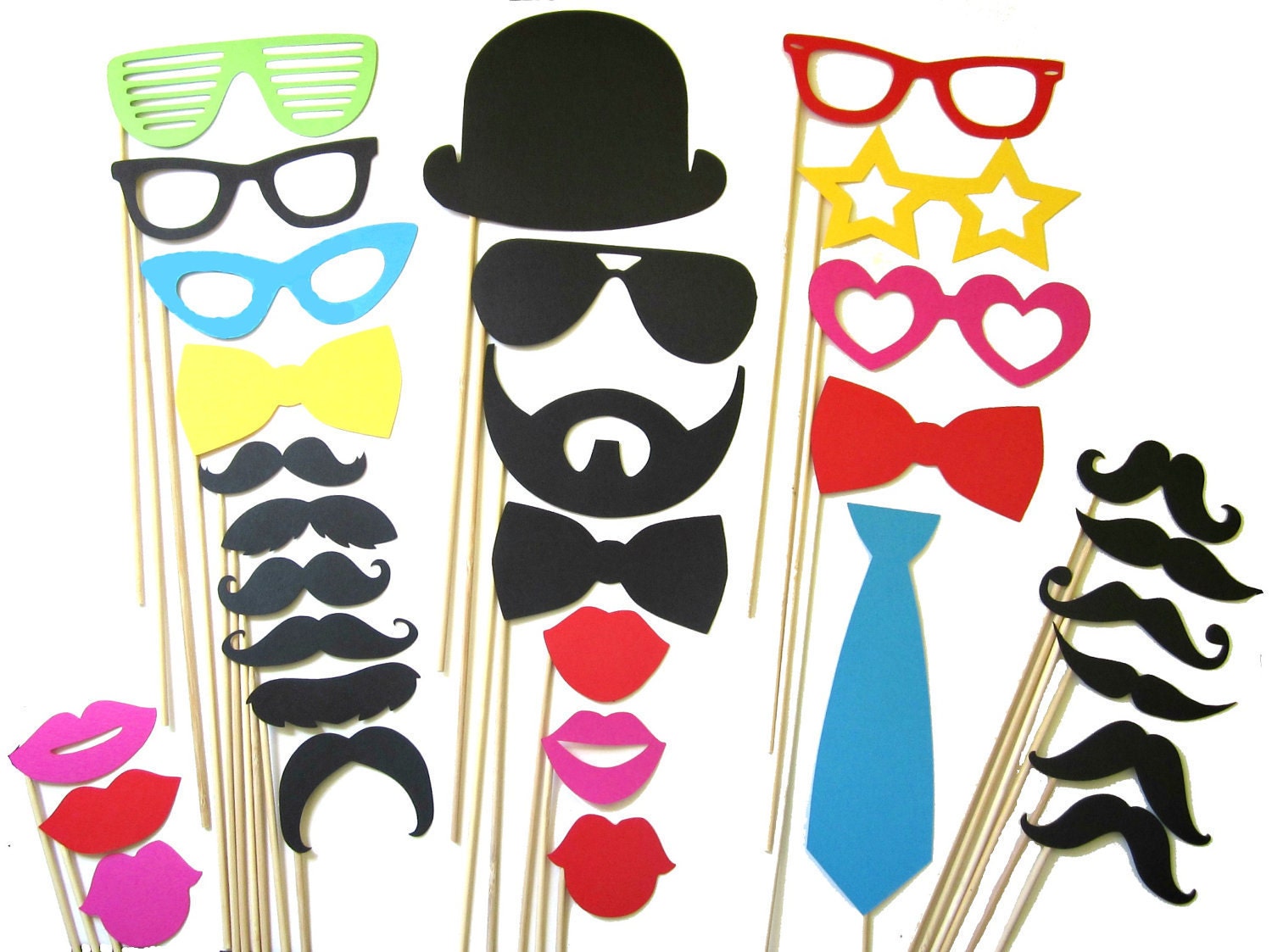 Photo Booth Props - 31 Piece Ultimate Collection