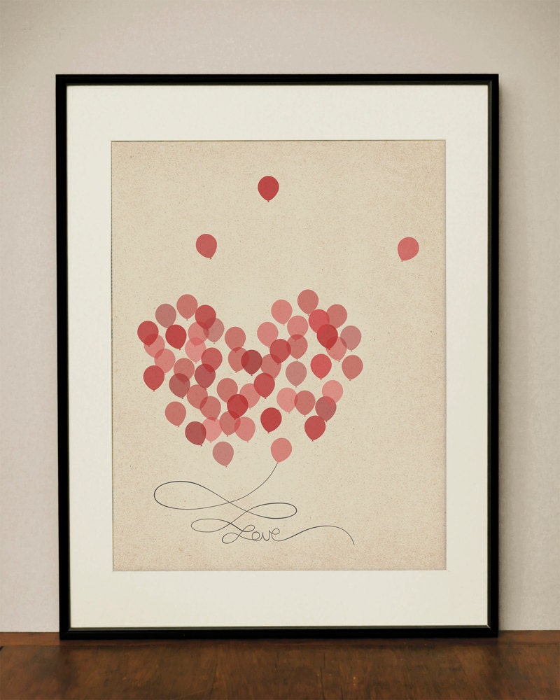 Balloon Heart Love 11x14 Art Print