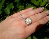 Flower and Scrolls silver filigree adjustable ring