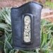 Rainforest Jasper Leather Cuff recycled eco friendly black and green wristband handmade in Australia by AriomDesigns