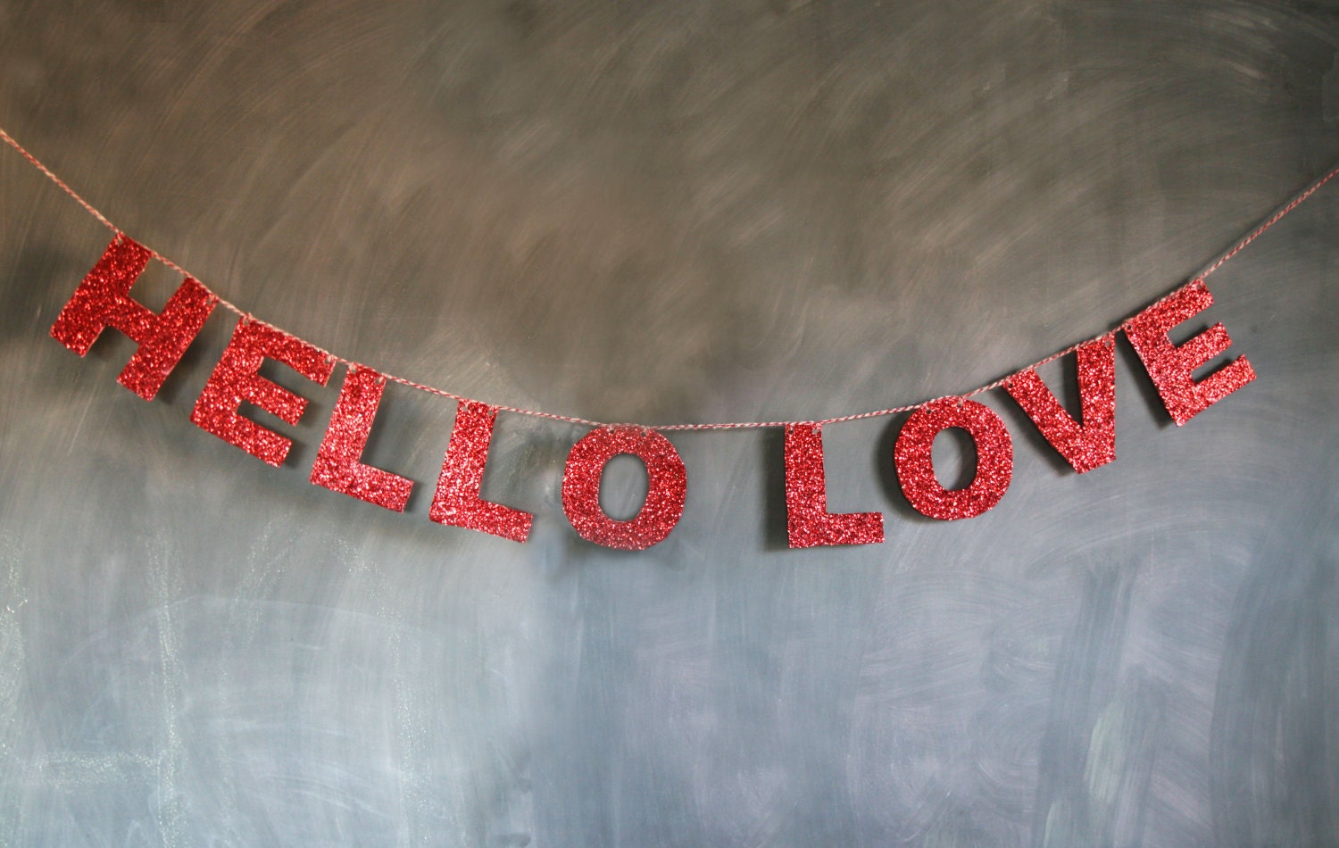 Hello Love Glitter Banner