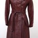 Vintage Calf-Length Leather Jacket in Rusty Brown, Small