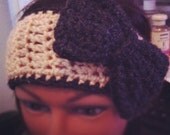 Crocheted Winter Headband w/detachable bow.