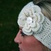 Crocheted Winter Headband w/detachable Flower.