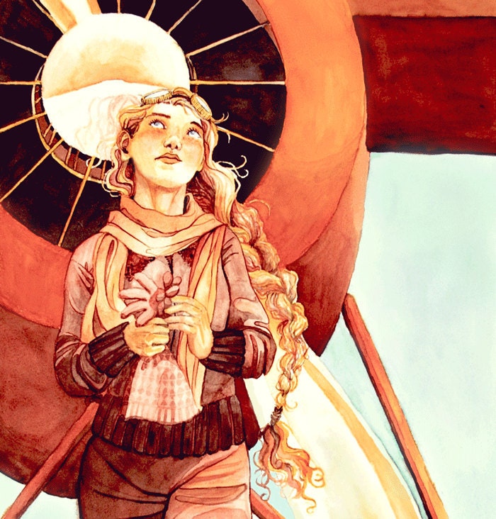 Print of "The Aviatrix" original painting illustration