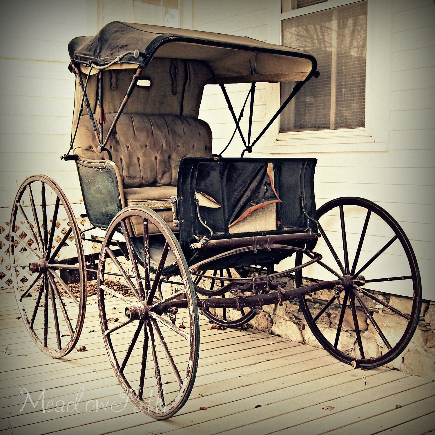 Carriage, Antique, Wagon, Buggy, Fine Art Print, Square, 10x10 Photograph, 'Horse Drawn'