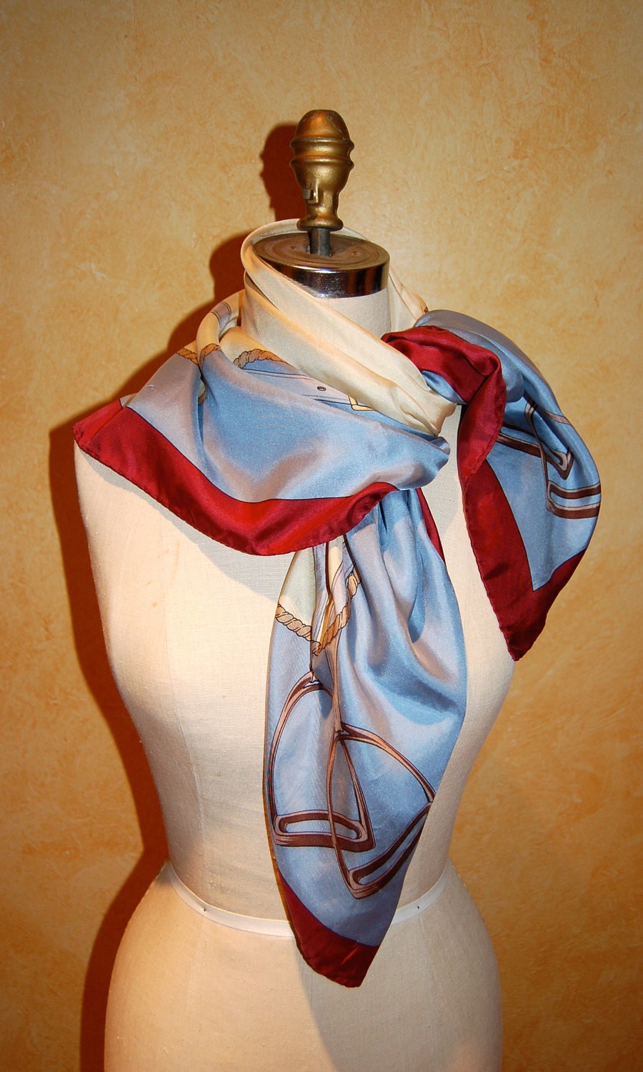 Vintage Equestrian Silk Scarf From Italy