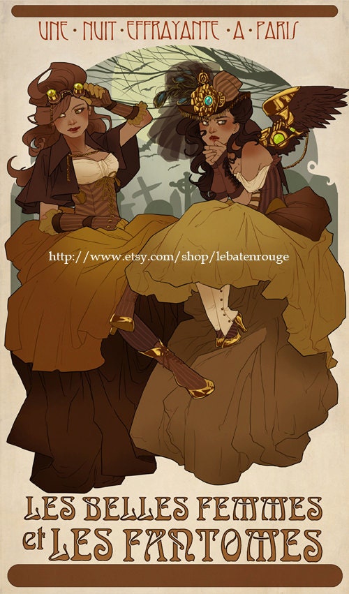 Les femmes et les fantomes  art nouveau print
