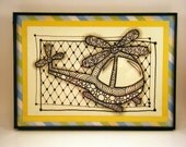 Airplane -- Zentangle Inspired Original Artwork in 5x7 Frame