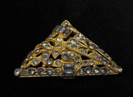 Very Old Dress Clip Rhinestone Mixed Metals Foiled Backs 60.00 obo