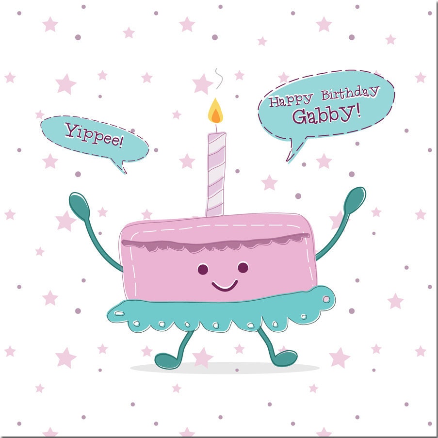 Cute Personalised Birthday Cake Card