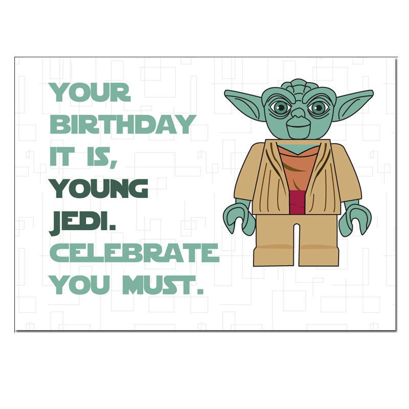Items similar to Lego Star Wars Yoda Birthday Card on Etsy