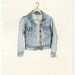 ORIGINAL Watercolor Illustration - Worn In Blue Grunge Denim Jean Jacket