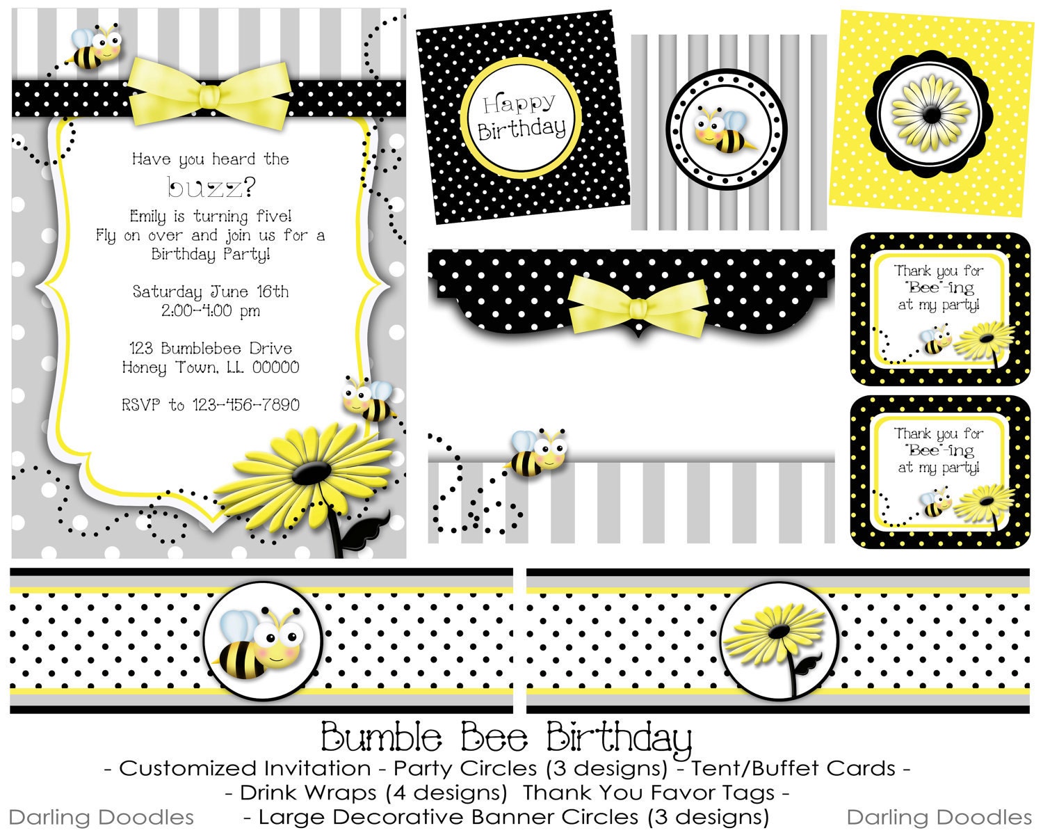 Printable Bumble Bee Birthday Party