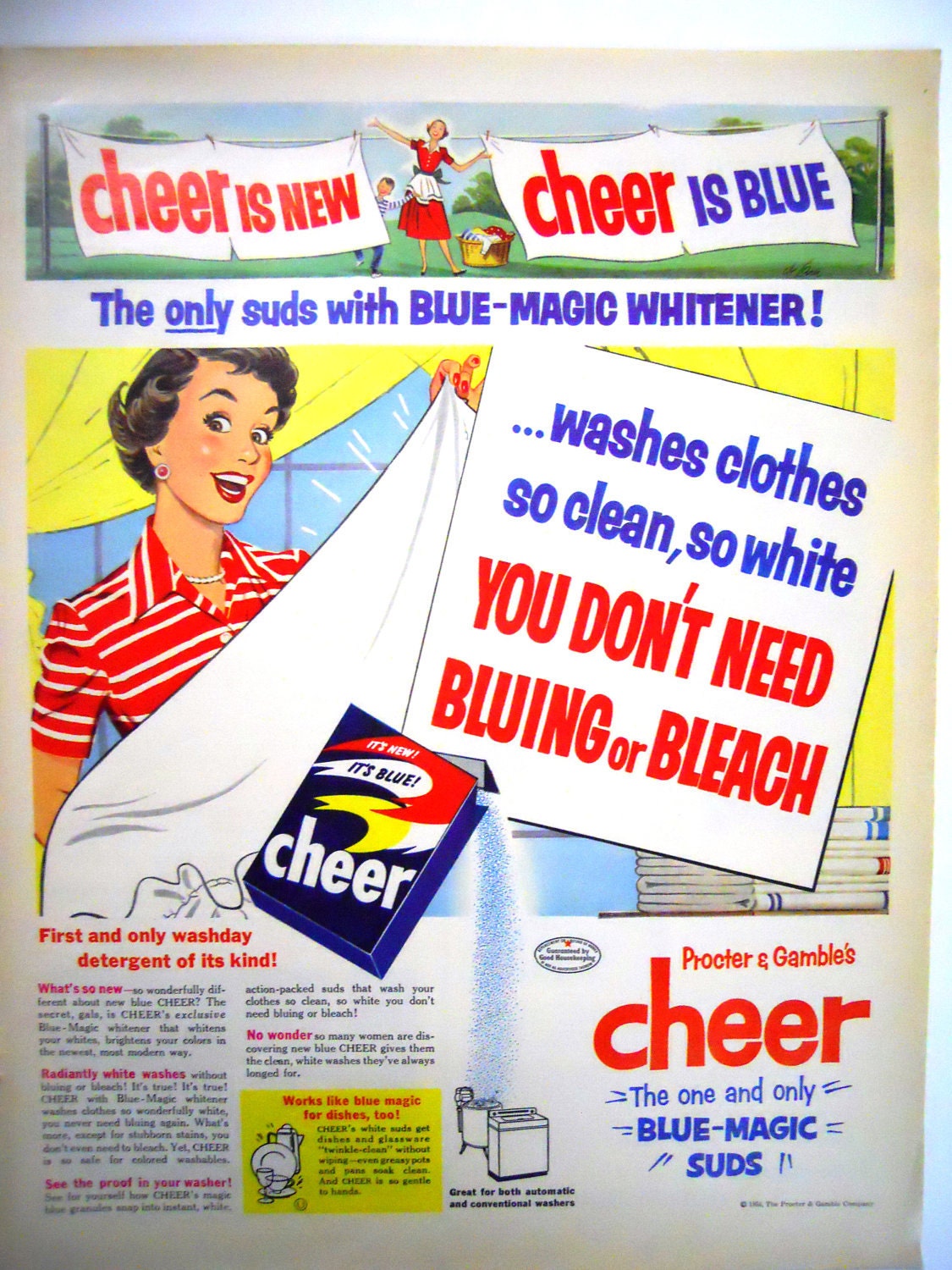 1950s Cheer Detergent Magazine Advertisment.