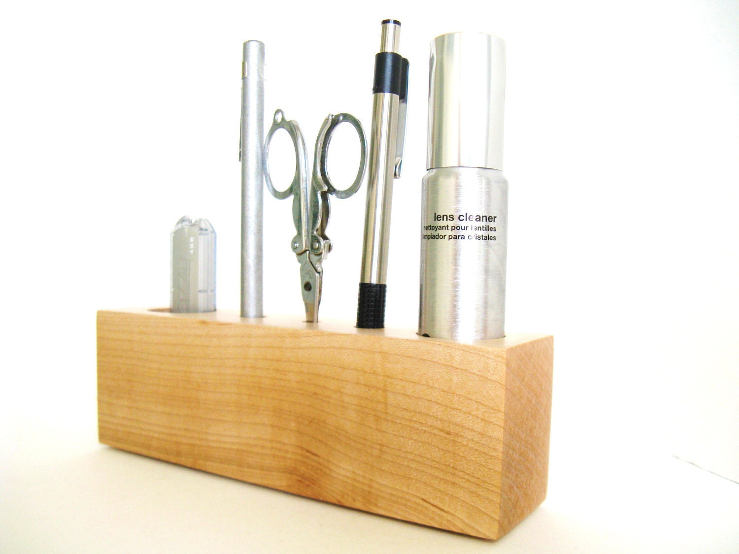 Office Organizer Pen Holder Maple Wood Handmade