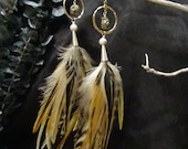 Sold Pyrite and Howlite Feather Earrings