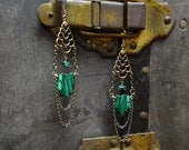 Sold Malachite and Vintage Bronze Earrings