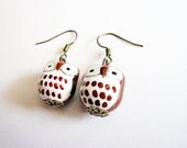 Beaded Owl Earrings, Ceramic Owl Earrings, Dangle Owl Earrings, Brass Owl Earrings, Cute Miniature Owl Jewelry Earrings, Brown Owls