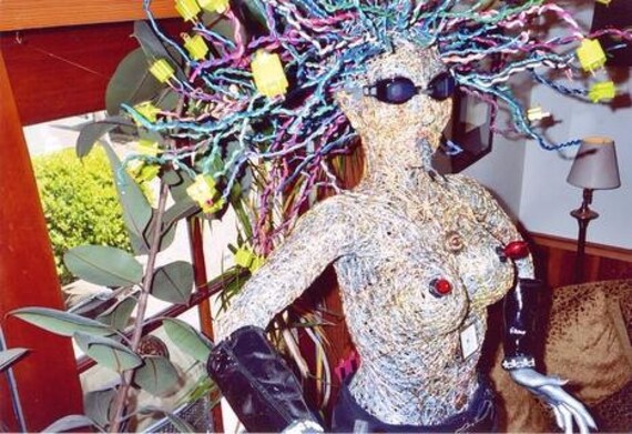 LARGE Wire Sculpture--Recycled Materials Art