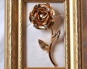Vintage Rose Brooch in Frame