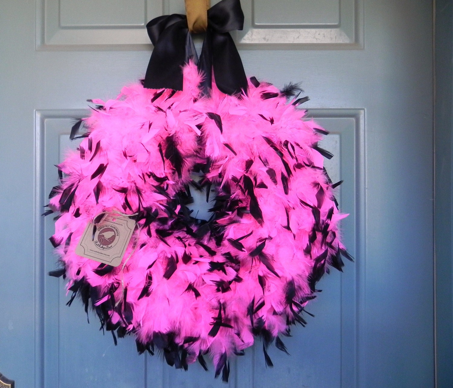 HOT PINK Feather Wreath - 21 inch - Bachelorette Birthday Baby Shower Other Sizes and Colors Available