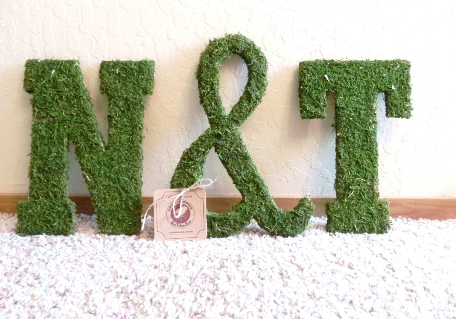 Moss Letters Rustic Wedding- SET OF 3 pieces -Moss Monogram (Other Sizes available) A - Z