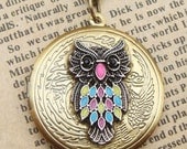 Steampunk Owl Locket Necklace Vintage Style Original Design