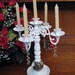 CRSTAL BALL French Chic White Candelabra Candle Holder Shabby Cottage Upcycled with Chandelier Crystals