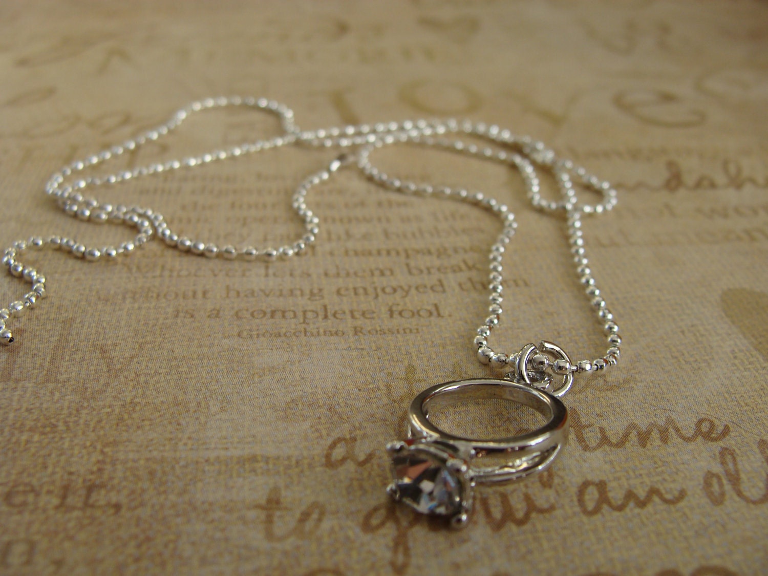 I do  engagement charm  handmade silver plated ball chain necklace