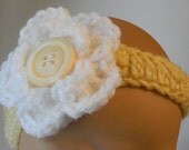 Yellow and White Flower Headband Newborn to Two Month Ready to Ship