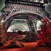 Eiffel tower surreal photo, red trees, Paris, France