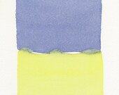 a simple blue and yellow meld small original watercolor painting