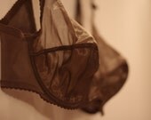 60s vintage bra, in chocolate color. See-through front.