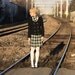 Vintage plaid pleated skirt & scarf. Schoolgirl style. Handmade in Italy.